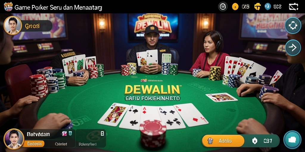 Tampilan menarik gameplay poker di DEWALIN.