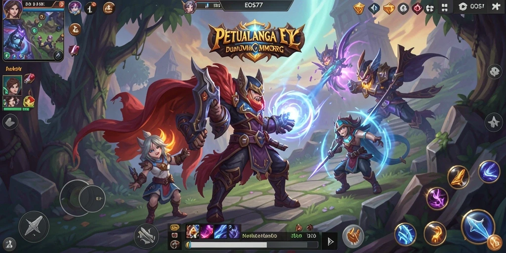 Tangkapan layar gameplay seru dari EOS77 dalam dunia MMORPG yang luas.