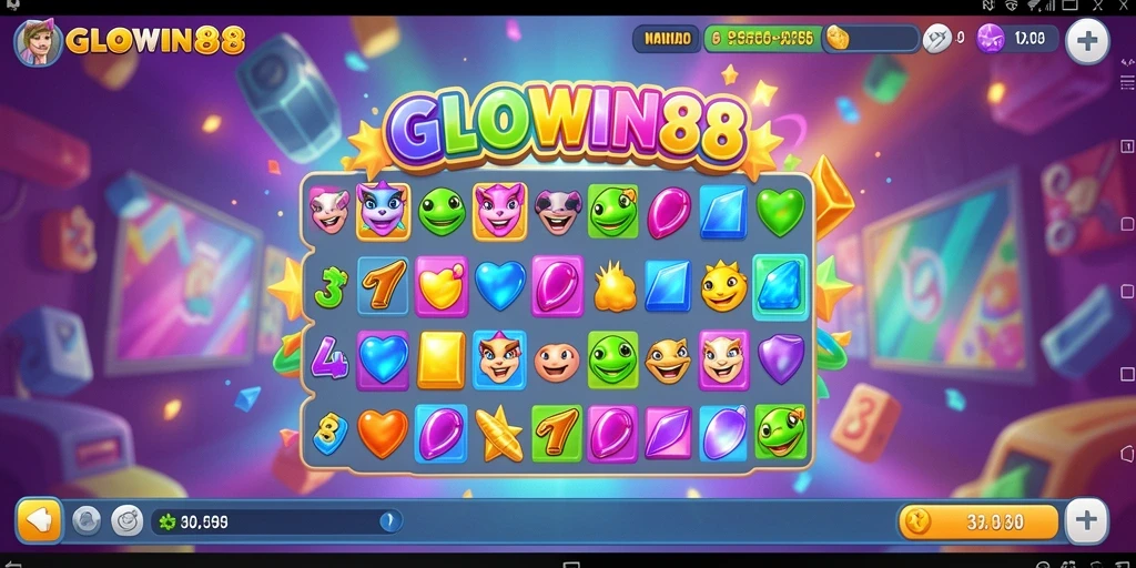 Tampilan gameplay GLOWIN88 yang menantang dan penuh warna.