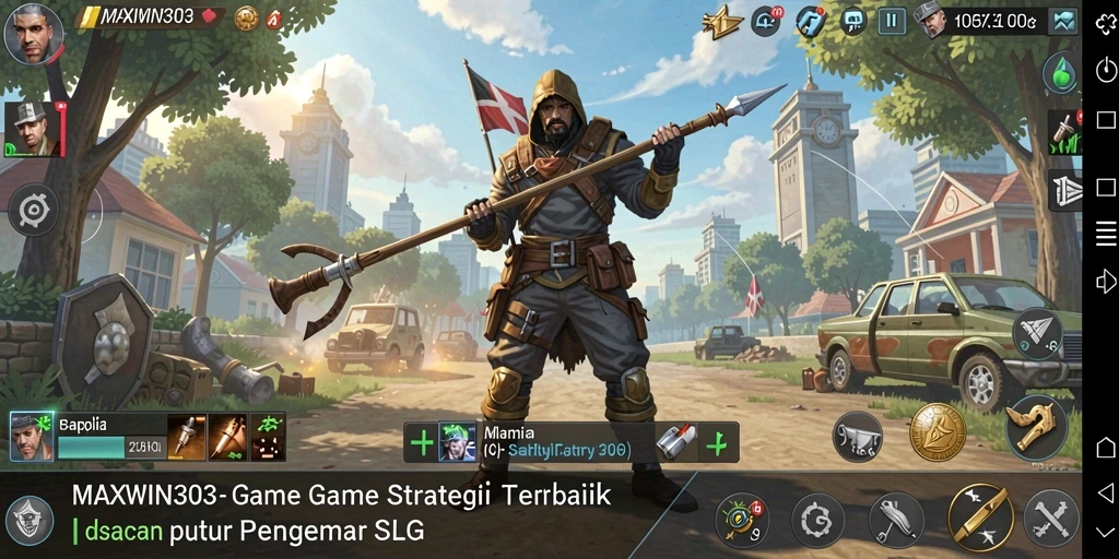 Tampilan utama gameplay MAXWIN303 yang menunjukkan aksi pertempuran strategis.