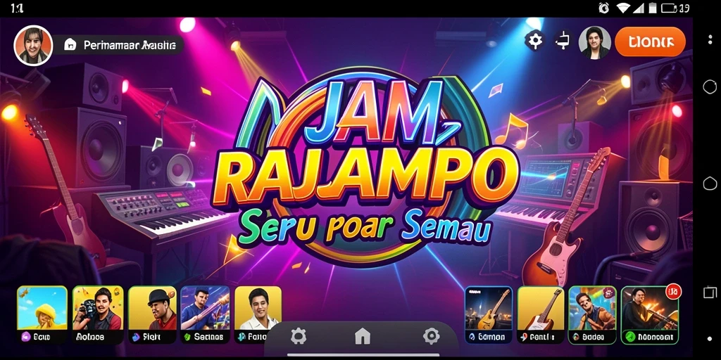 Tampilan menarik dari gameplay RAJAMPO dengan efek musik yang seru.